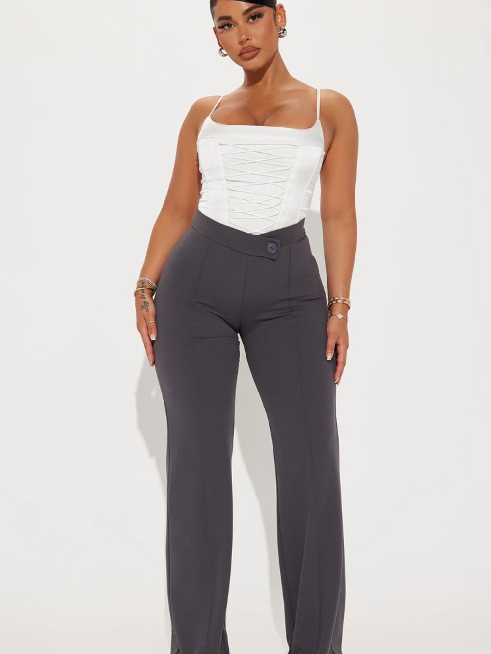 Fashion Nova Call it even Wide Leg Dress Pants Charcoal Size 3X NWT #80